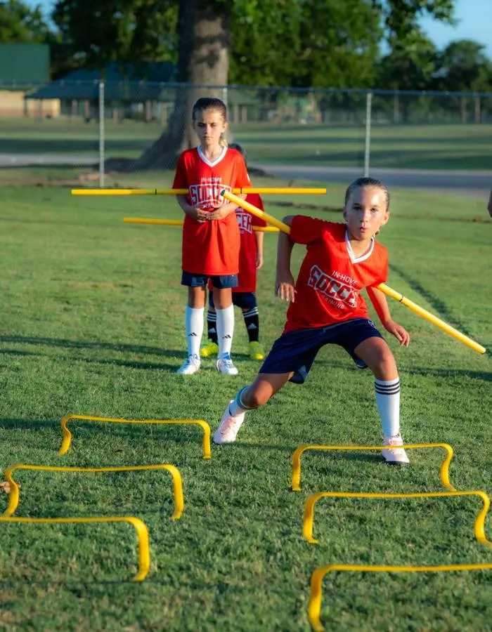 children soccer drill in home